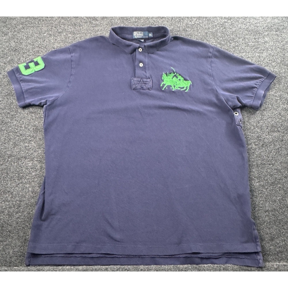 Polo By Ralph Lauren Navy Blue Classic Fit Embroidered Triple Polo XL Vintage